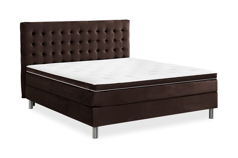 Ella Sengepakke 160x200 cm Ternet Gavl - Brun / velour - Møbler - Senge - Komplet sengepakke