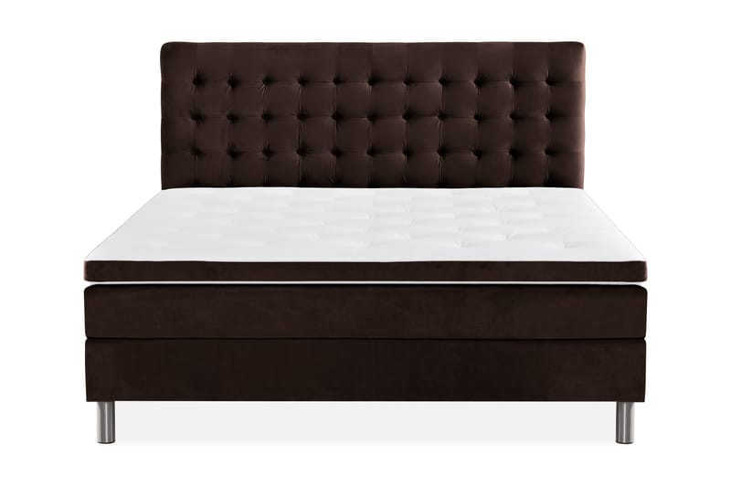 Ella Sengepakke 160x200 cm Ternet Gavl - Brun / velour - Møbler - Senge - Kontinentalsenge