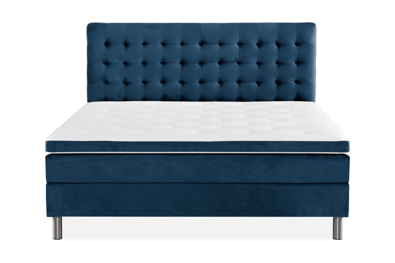 Ella Sengepakke 160x200 cm Ternet Gavl - Mørkeblå / velour - Møbler - Senge - Komplet sengepakke