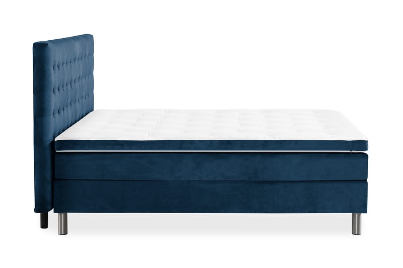 Ella Sengepakke 160x200 cm Ternet Gavl - Mørkeblå / velour - Komplet sengepakke - Kontinentalsenge - Dobbeltsenge