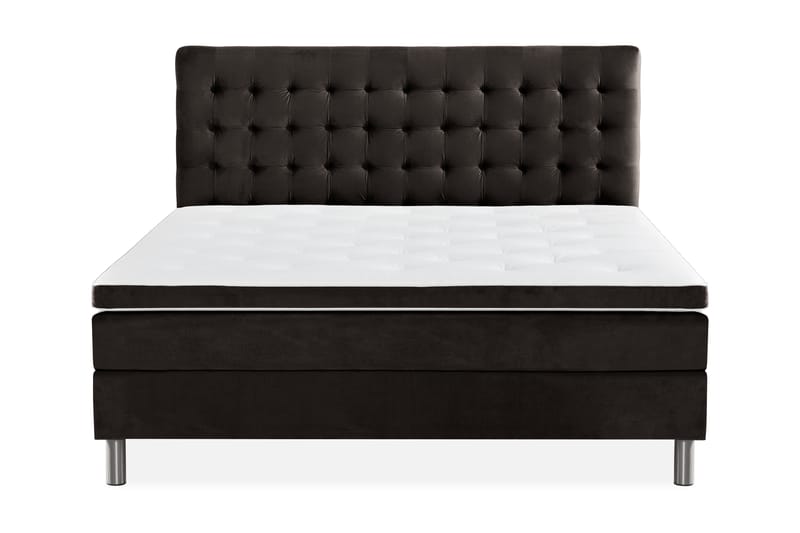 Ella Sengepakke 160x200 cm Ternet Gavl - Mørkegrå / velour - Møbler - Senge - Komplet sengepakke