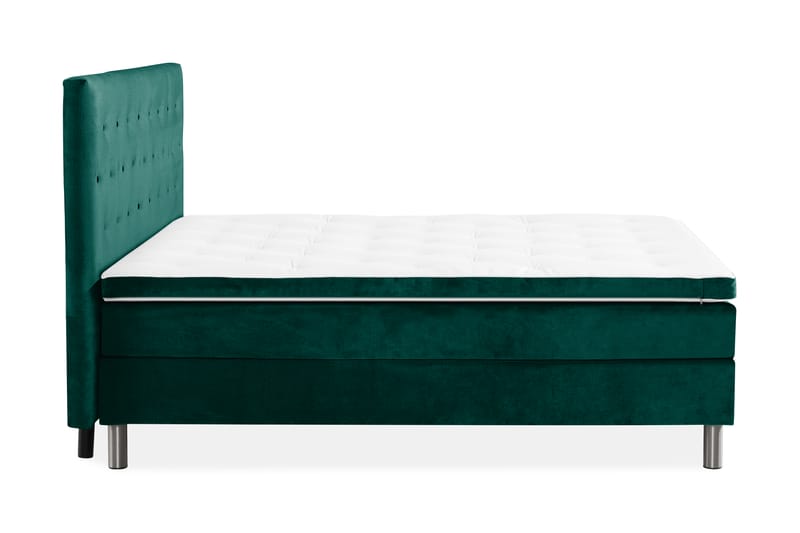 Ella Sengepakke 160x200 cm Pikeret Gavl - Mørkegrøn / velour - Møbler - Senge - Komplet sengepakke