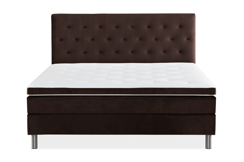 Ella Sengepakke 160x200 cm Pikeret Gavl - Brun / velour - Møbler - Senge - Komplet sengepakke