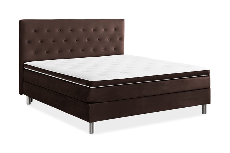 Ella Sengepakke 160x200 cm Pikeret Gavl - Brun / velour - Møbler - Senge - Komplet sengepakke