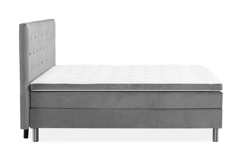 Ella Sengepakke 160x200 cm Pikeret Gavl - Lys grå / velour - Komplet sengepakke - Kontinentalsenge - Dobbeltsenge