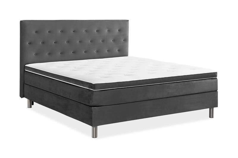 Ella Sengepakke 160x200 cm Pikeret Gavl - Mørkegrå / velour - Møbler - Senge - Kontinentalsenge