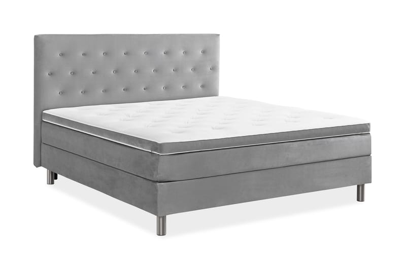 Ella Sengepakke 160x200 cm Pikeret Gavl - Lys grå / velour - Møbler - Senge - Kontinentalsenge