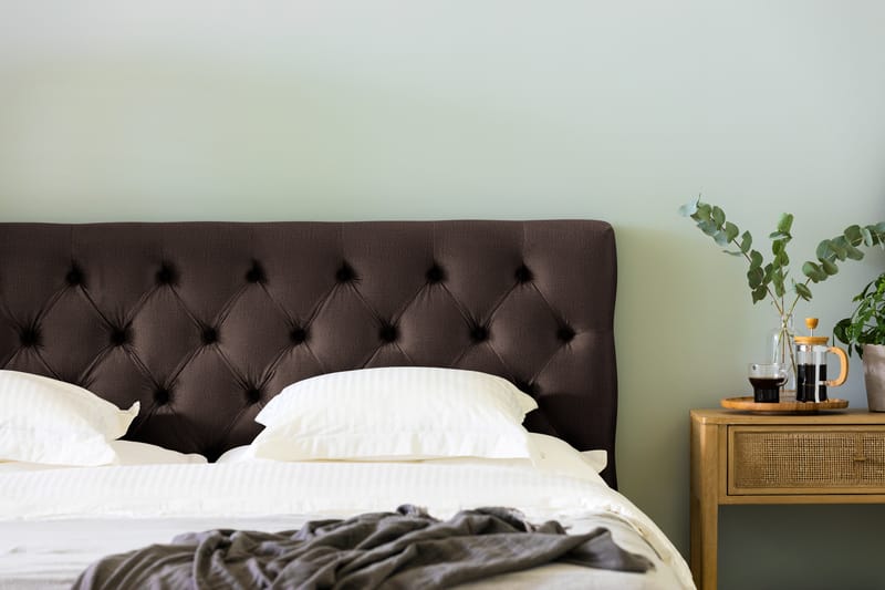 Ella Sengepakke 180x200 cm Dyb-syet hovedgavl - Brun / velour - Møbler - Senge - Komplet sengepakke