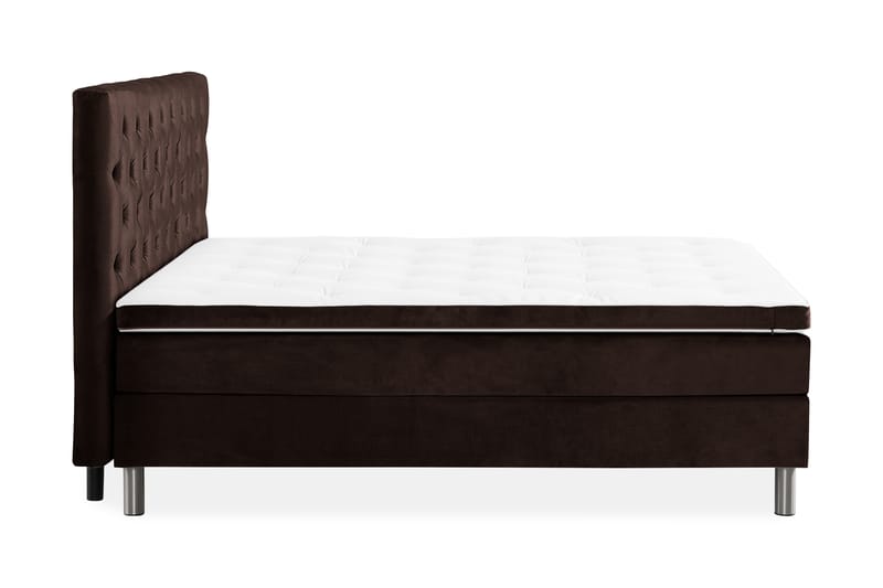 Ella Sengepakke 180x200 cm Dyb-syet hovedgavl - Brun / velour - Møbler - Senge - Komplet sengepakke