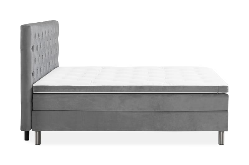 Ella Sengepakke 180x200 cm Dyb-syet hovedgavl - Lys grå / velour - Komplet sengepakke - Kontinentalsenge - Dobbeltsenge
