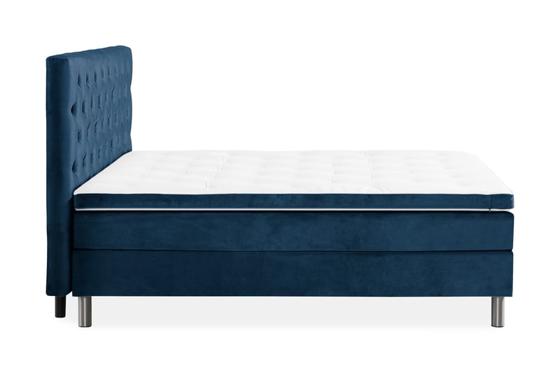 Ella Sengepakke 180x200 cm Dyb-syet hovedgavl - Mørkeblå / velour - Møbler - Senge - Komplet sengepakke