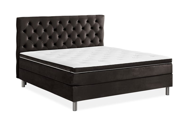 Ella Sengepakke 180x200 cm Dyb-syet hovedgavl - Mørkegrå / velour - Møbler - Senge - Kontinentalsenge