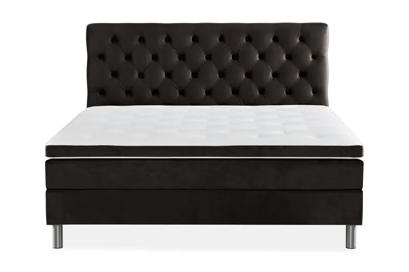 Ella Sengepakke 180x200 cm Dyb-syet hovedgavl, Mørkegrå / velour