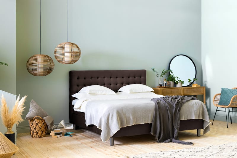 Ella Sengepakke 180x200 cm Ternet Gavl - Brun / velour - Møbler - Senge - Kontinentalsenge