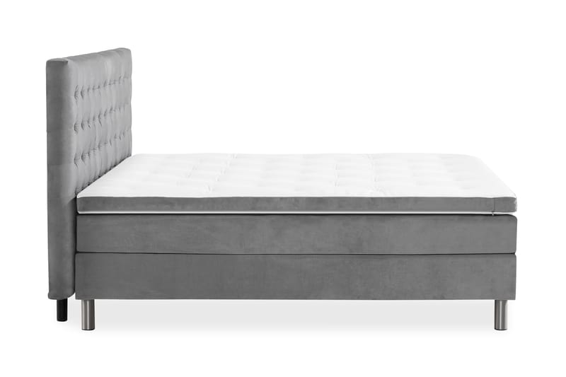 Ella Sengepakke 180x200 cm Ternet Gavl - Lys grå / velour - Møbler - Senge - Komplet sengepakke