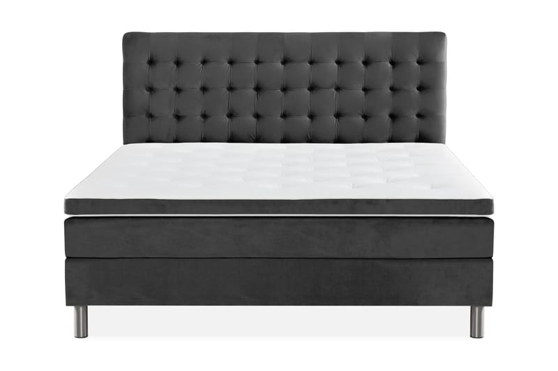 Ella Sengepakke 180x200 cm Ternet Gavl - Mørkegrå / velour - Møbler - Senge - Komplet sengepakke