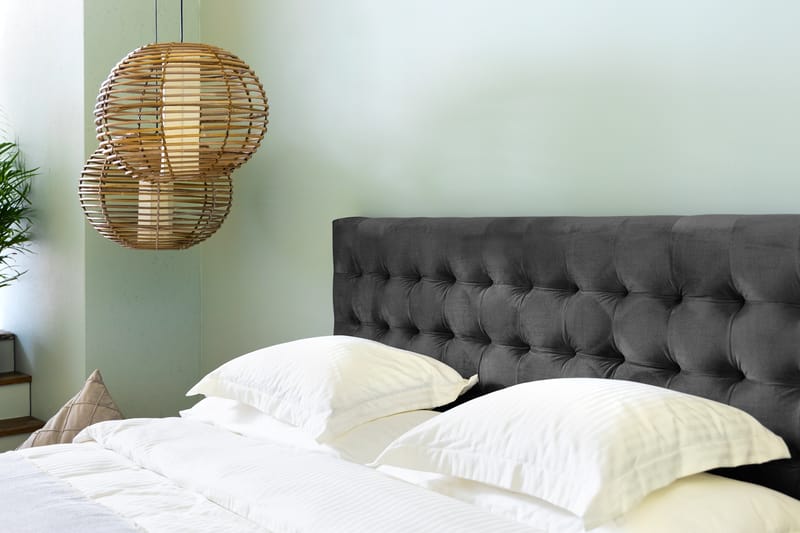 Ella Sengepakke 180x200 cm Ternet Gavl - Mørkegrå / velour - Møbler - Senge - Komplet sengepakke