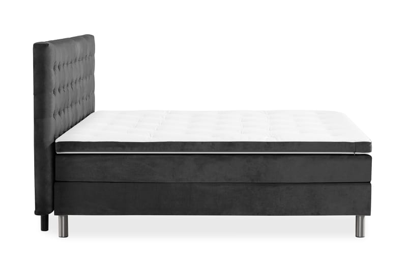 Ella Sengepakke 180x200 cm Ternet Gavl - Mørkegrå / velour - Komplet sengepakke - Kontinentalsenge - Dobbeltsenge