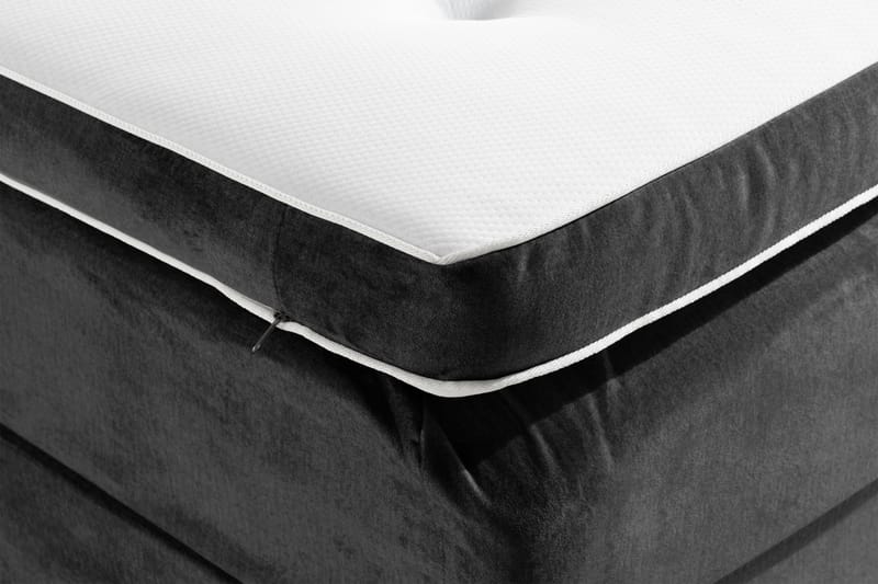 Ella Sengepakke 180x200 cm Ternet Gavl - Mørkegrå / velour - Møbler - Senge - Komplet sengepakke