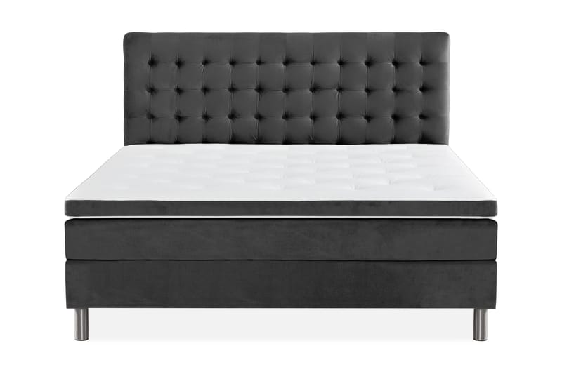 Ella Sengepakke 180x200 cm Ternet Gavl - Mørkegrå / velour - Møbler - Senge - Kontinentalsenge