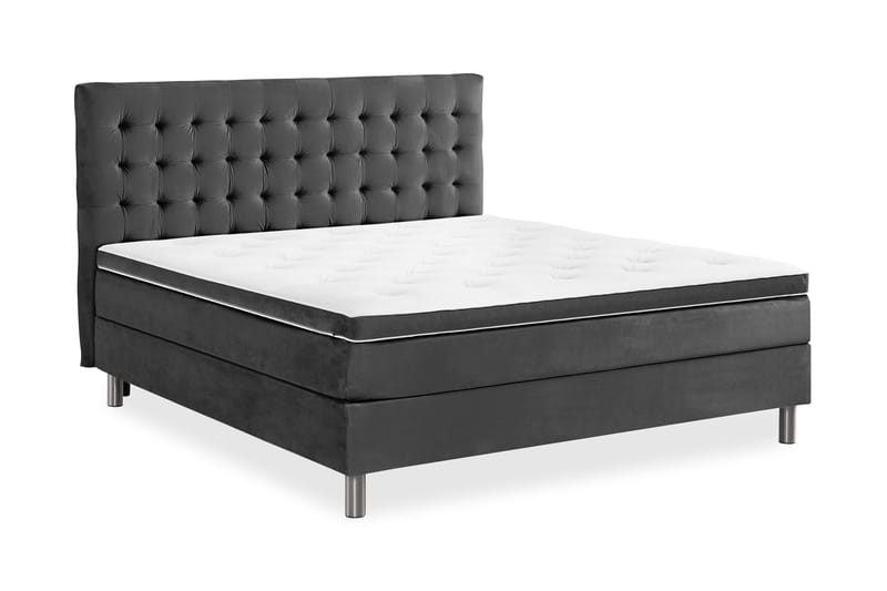 Ella Sengepakke 180x200 cm Ternet Gavl - Mørkegrå / velour - Møbler - Senge - Kontinentalsenge