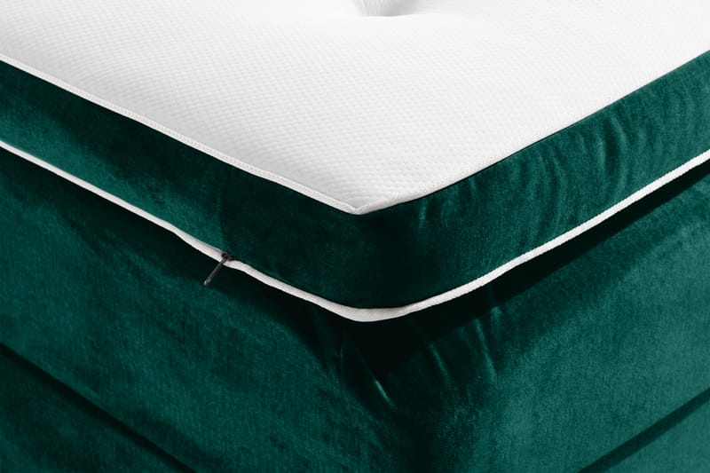Ella Sengepakke 180x200 cm Pikeret Gavl - Mørkegrøn / velour - Møbler - Senge - Komplet sengepakke