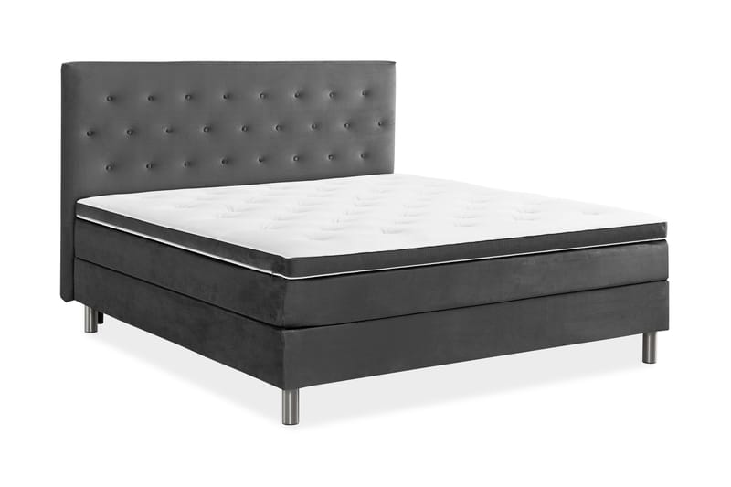 Ella Sengepakke 180x200 cm Pikeret Gavl - Mørkegrå / velour - Møbler - Senge - Komplet sengepakke