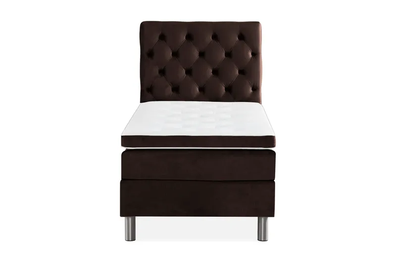 Ella Sengepakke 90x200 cm Dyb-syet hovedgavl - Brun / velour - Møbler - Senge - Kontinentalsenge