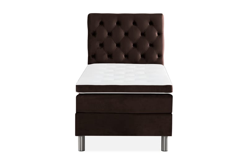 Ella Sengepakke 90x200 cm Dyb-syet hovedgavl - Brun / velour - Møbler - Senge - Komplet sengepakke