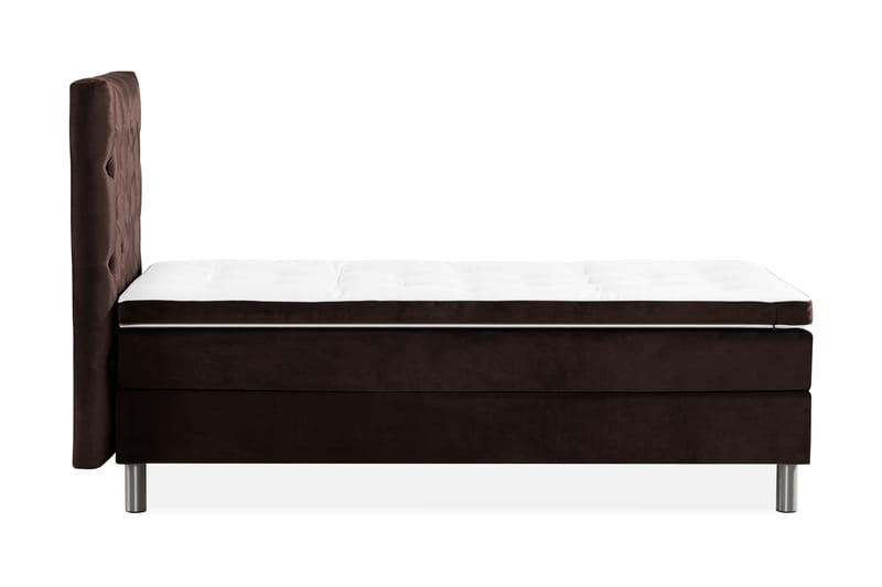 Ella Sengepakke 90x200 cm Dyb-syet hovedgavl - Brun / velour - Møbler - Senge - Komplet sengepakke
