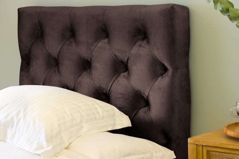 Ella Sengepakke 90x200 cm Dyb-syet hovedgavl - Brun / velour - Møbler - Senge - Kontinentalsenge