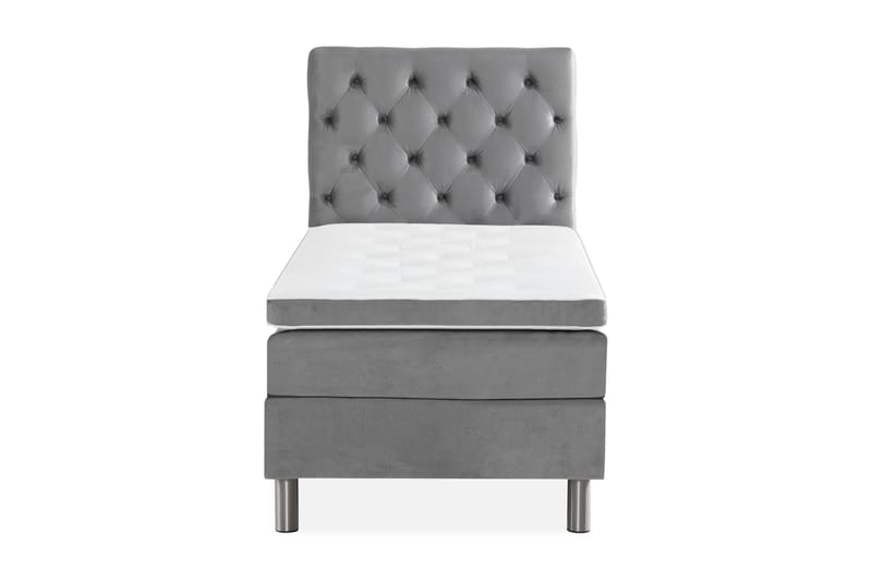 Ella Sengepakke 90x200 cm Dyb-syet hovedgavl - Lys grå / velour - Møbler - Senge - Komplet sengepakke