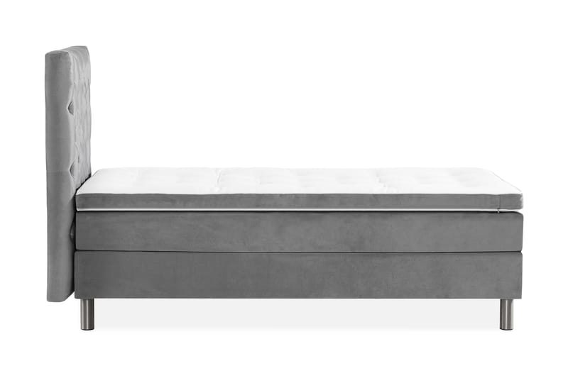 Ella Sengepakke 90x200 cm Dyb-syet hovedgavl - Lys grå / velour - Møbler - Senge - Komplet sengepakke