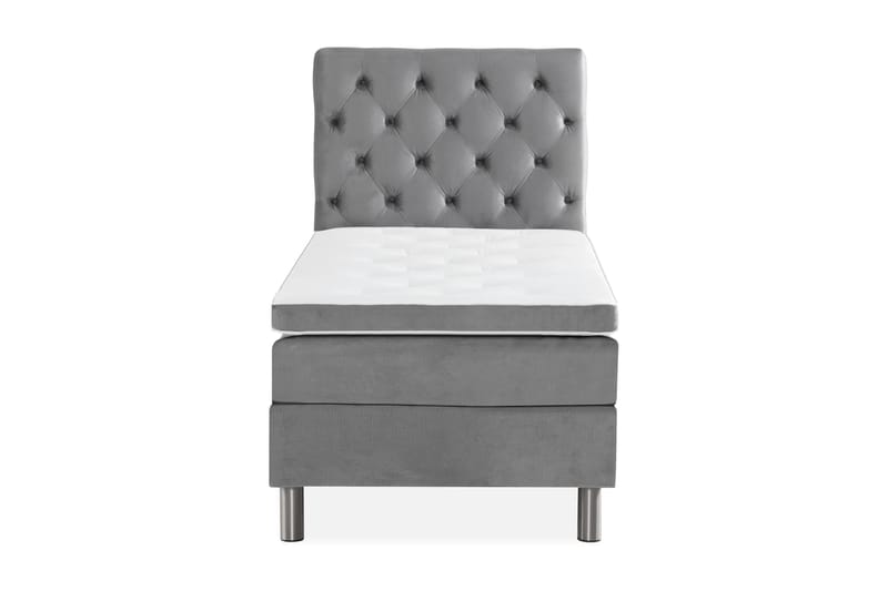 Ella Sengepakke 90x200 cm Dyb-syet hovedgavl - Lys grå / velour - Møbler - Senge - Kontinentalsenge