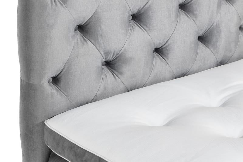 Ella Sengepakke 90x200 cm Dyb-syet hovedgavl - Lys grå / velour - Møbler - Senge - Kontinentalsenge