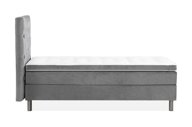 Ella Sengepakke 90x200 cm Dyb-syet hovedgavl - Lys grå / velour - Møbler - Senge - Kontinentalsenge
