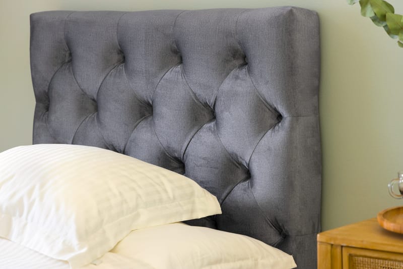 Ella Sengepakke 90x200 cm Dyb-syet hovedgavl - Lys grå / velour - Møbler - Senge - Kontinentalsenge