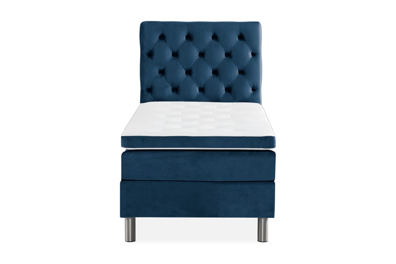 Ella Sengepakke 90x200 cm Dyb-syet hovedgavl - Mørkeblå / velour - Møbler - Senge - Komplet sengepakke