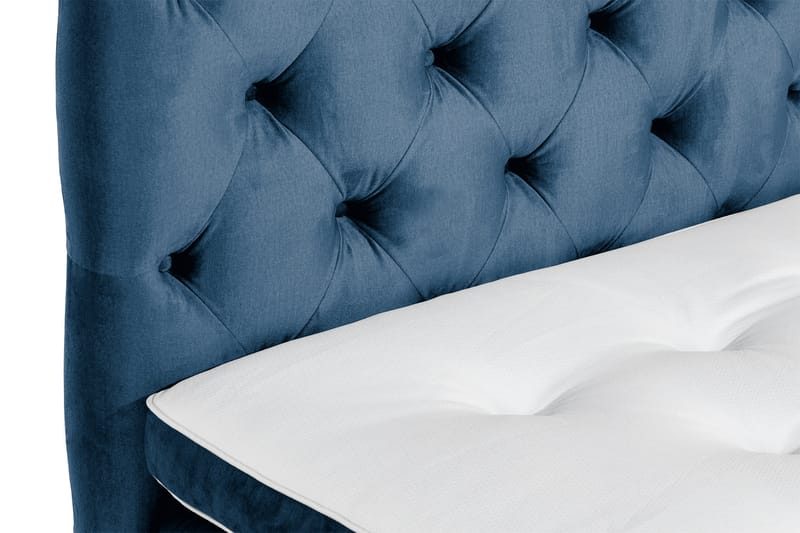 Ella Sengepakke 90x200 cm Dyb-syet hovedgavl - Mørkeblå / velour - Møbler - Senge - Komplet sengepakke