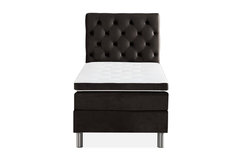 Ella Sengepakke 90x200 cm Dyb-syet hovedgavl - Mørkegrå / velour - Møbler - Senge - Komplet sengepakke