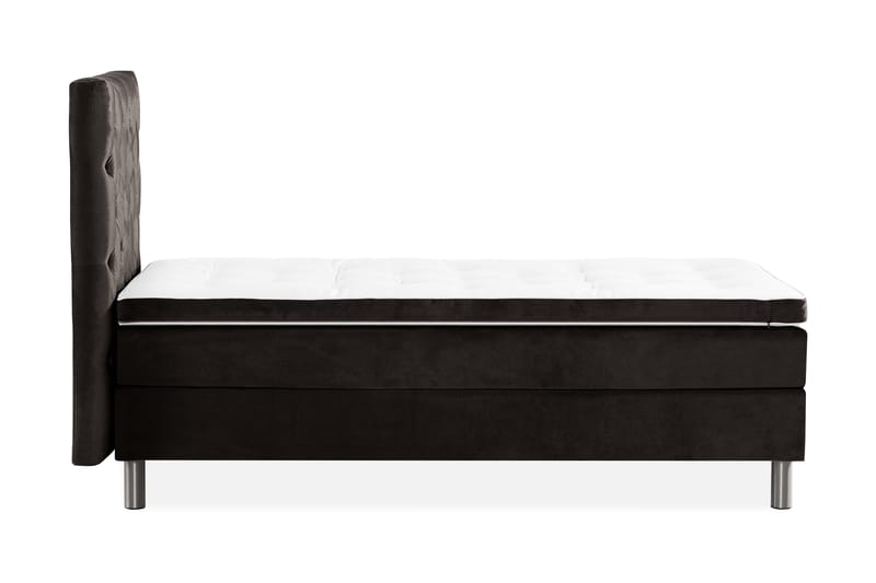 Ella Sengepakke 90x200 cm Dyb-syet hovedgavl - Mørkegrå / velour - Møbler - Senge - Komplet sengepakke