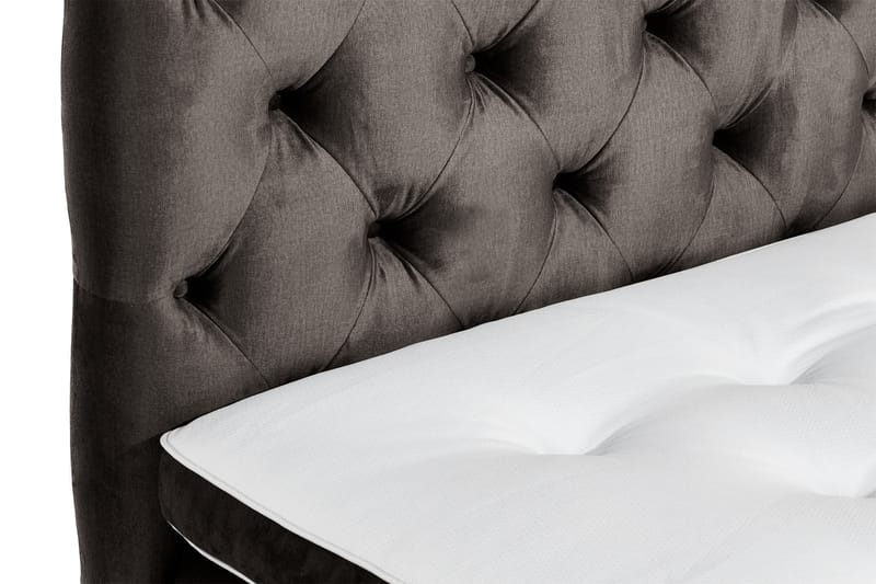 Ella Sengepakke 90x200 cm Dyb-syet hovedgavl - Mørkegrå / velour - Møbler - Senge - Komplet sengepakke