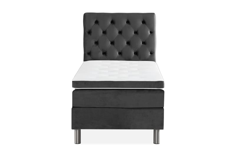 Ella Sengepakke 90x200 cm Dyb-syet hovedgavl - Mørkegrå / velour - Møbler - Senge - Komplet sengepakke
