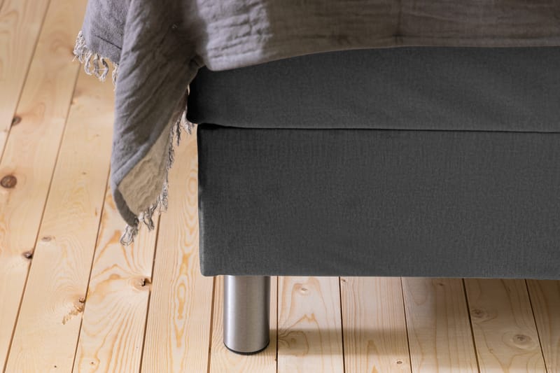 Ella Sengepakke 90x200 cm Dyb-syet hovedgavl - Mørkegrå / velour - Møbler - Senge - Komplet sengepakke