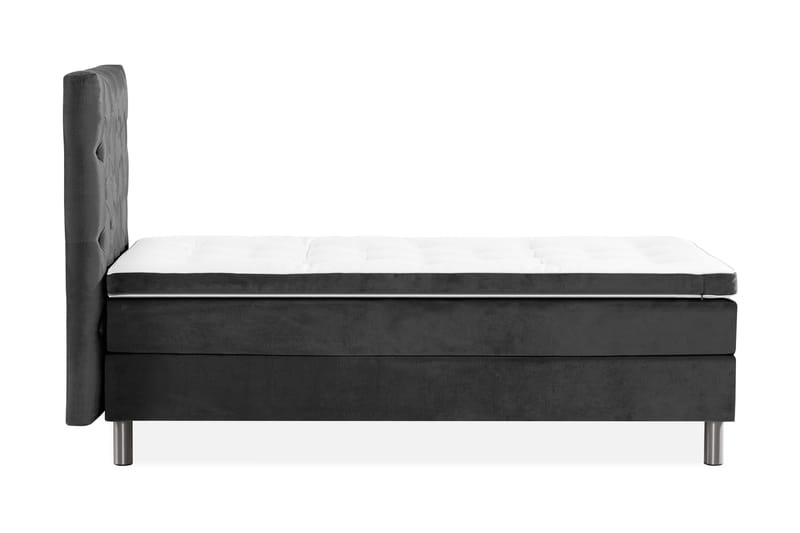 Ella Sengepakke 90x200 cm Dyb-syet hovedgavl - Mørkegrå / velour - Møbler - Senge - Kontinentalsenge