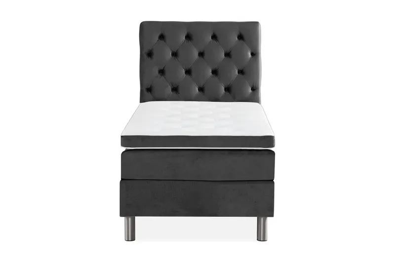 Ella Sengepakke 90x200 cm Dyb-syet hovedgavl - Mørkegrå / velour - Møbler - Senge - Kontinentalsenge