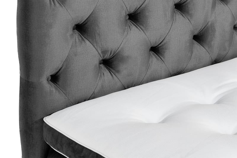 Ella Sengepakke 90x200 cm Dyb-syet hovedgavl - Mørkegrå / velour - Møbler - Senge - Kontinentalsenge