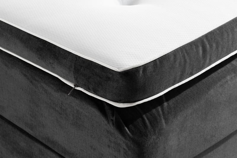 Ella Sengepakke 90x200 cm Dyb-syet hovedgavl - Mørkegrå / velour - Møbler - Senge - Kontinentalsenge