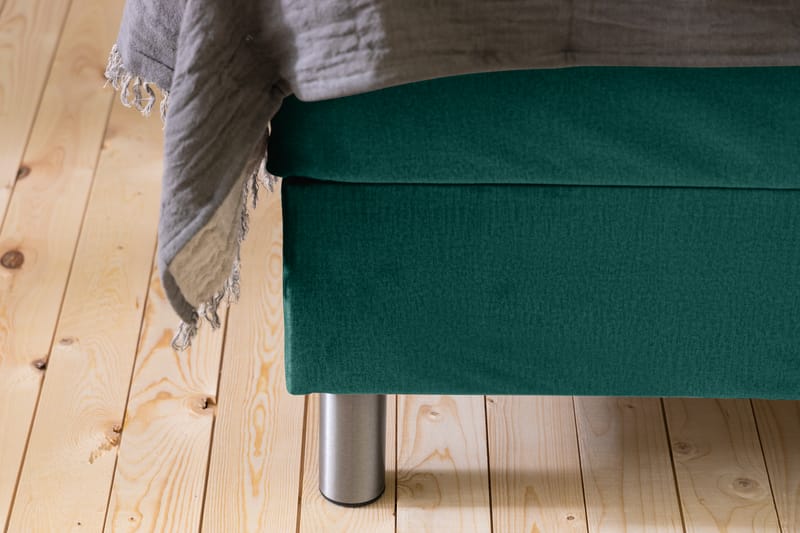 Ella Sengepakke 90x200 cm Dyb-syet hovedgavl - Mørkegrøn / velour - Møbler - Senge - Komplet sengepakke
