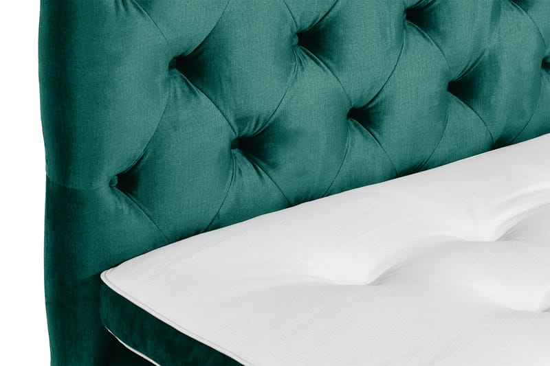 Ella Sengepakke 90x200 cm Dyb-syet hovedgavl - Mørkegrøn / velour - Møbler - Senge - Komplet sengepakke